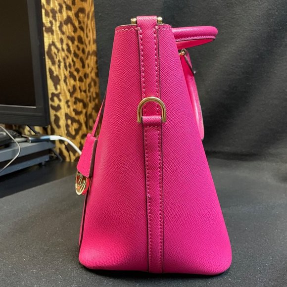 EUC Michael Kors medium saffiano leather tote bag deep fuschia - Picture 9 of 16
